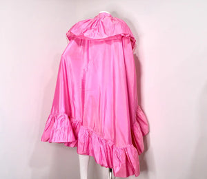 Christian Dior Pink Silk Taffeta Ruffle Shawl circa 1970s