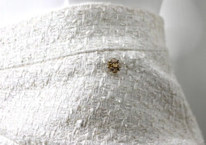 Chanel White Iridescent Tweed Wide Leg Trousers