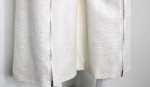 Chanel White Iridescent Tweed Wide Leg Trousers