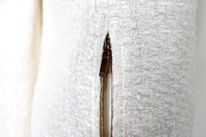 Chanel White Iridescent Tweed Wide Leg Trousers