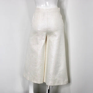 Chanel White Iridescent Tweed Wide Leg Trousers