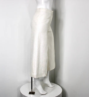 Chanel White Iridescent Tweed Wide Leg Trousers