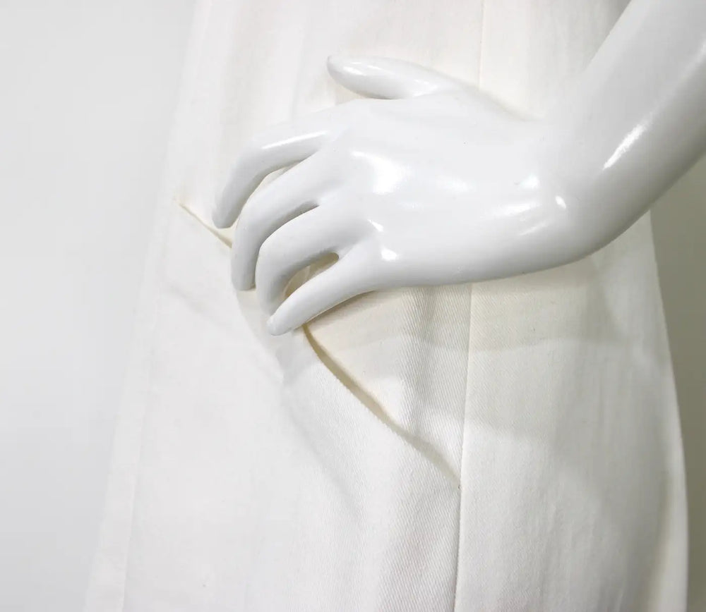 Chanel White Cotton & Tweed Iridescent Wide Leg Jumpsuit