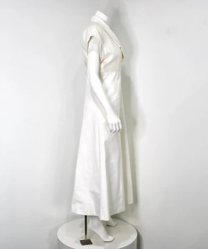 Chanel White Cotton & Tweed Iridescent Wide Leg Jumpsuit