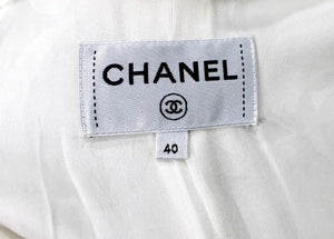Chanel White Cotton & Tweed Iridescent Wide Leg Jumpsuit