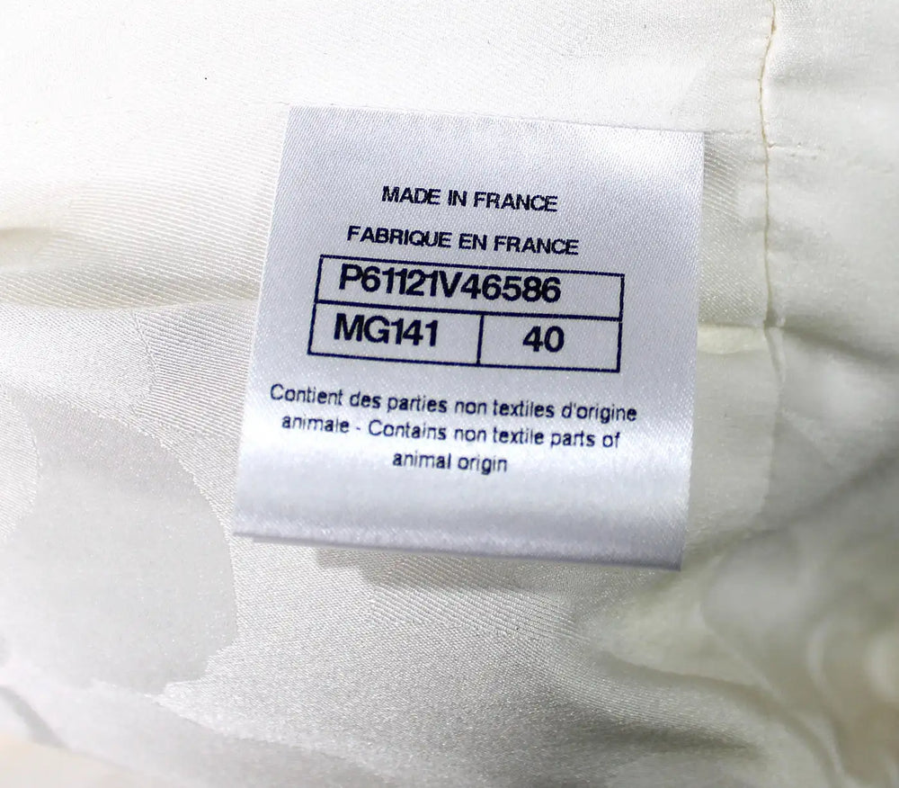 Chanel White Cotton & Tweed Iridescent Wide Leg Jumpsuit