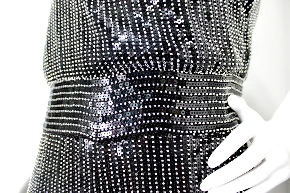Balmain Black & Silver Beaded Sequin Embellished Jumpsuit