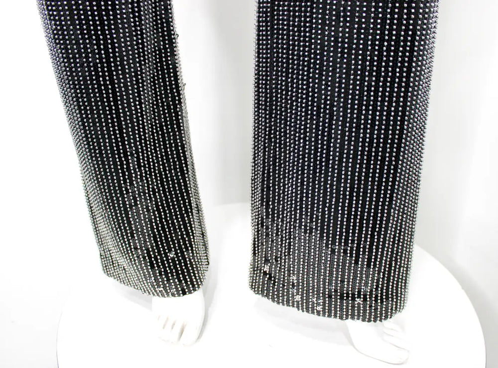 Balmain Black & Silver Beaded Sequin Embellished Jumpsuit