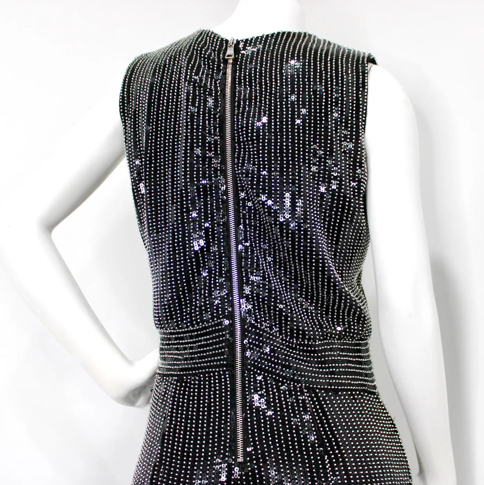 Balmain Black & Silver Beaded Sequin Embellished Jumpsuit
