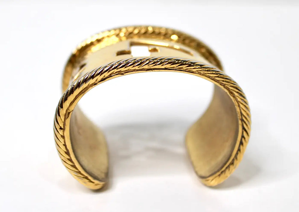 Karl Lagerfeld "Karl 4 Now" Gold-Tone Cuff Bracelet circa 1990s
