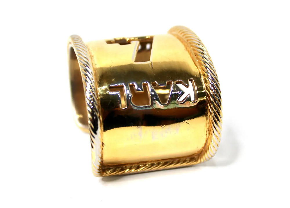 Karl Lagerfeld "Karl 4 Now" Gold-Tone Cuff Bracelet circa 1990s