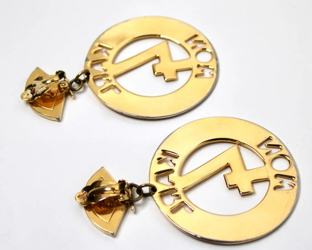 Karl Lagerfeld "Karl 4 Now" Gold-Tone Clip-On Hoop Earrings circa 1990s