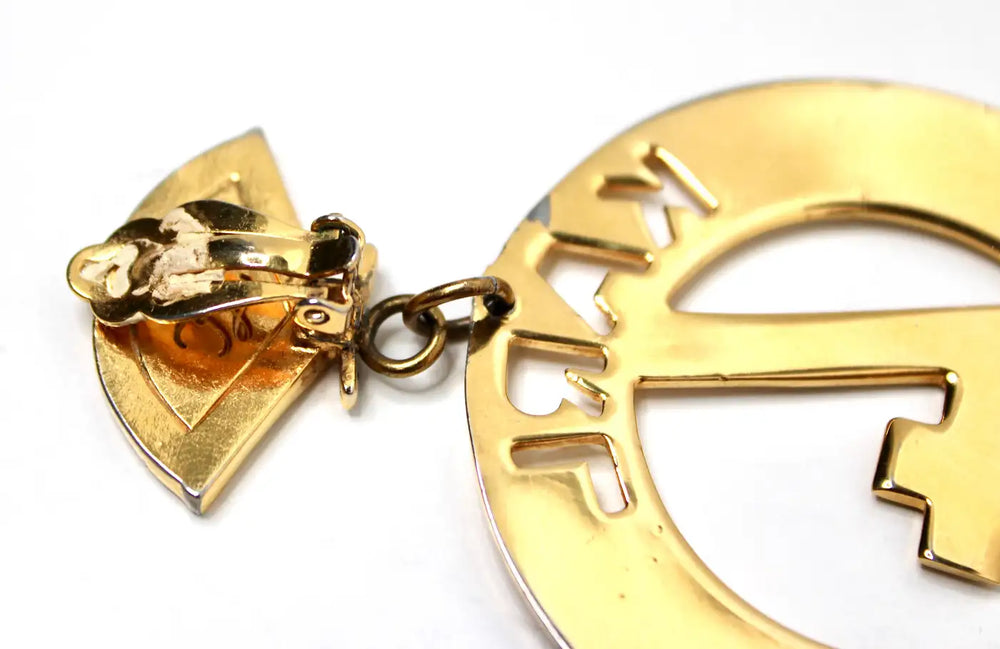 Karl Lagerfeld "Karl 4 Now" Gold-Tone Clip-On Hoop Earrings circa 1990s