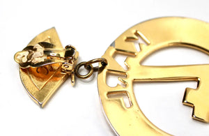Karl Lagerfeld "Karl 4 Now" Gold-Tone Clip-On Hoop Earrings circa 1990s
