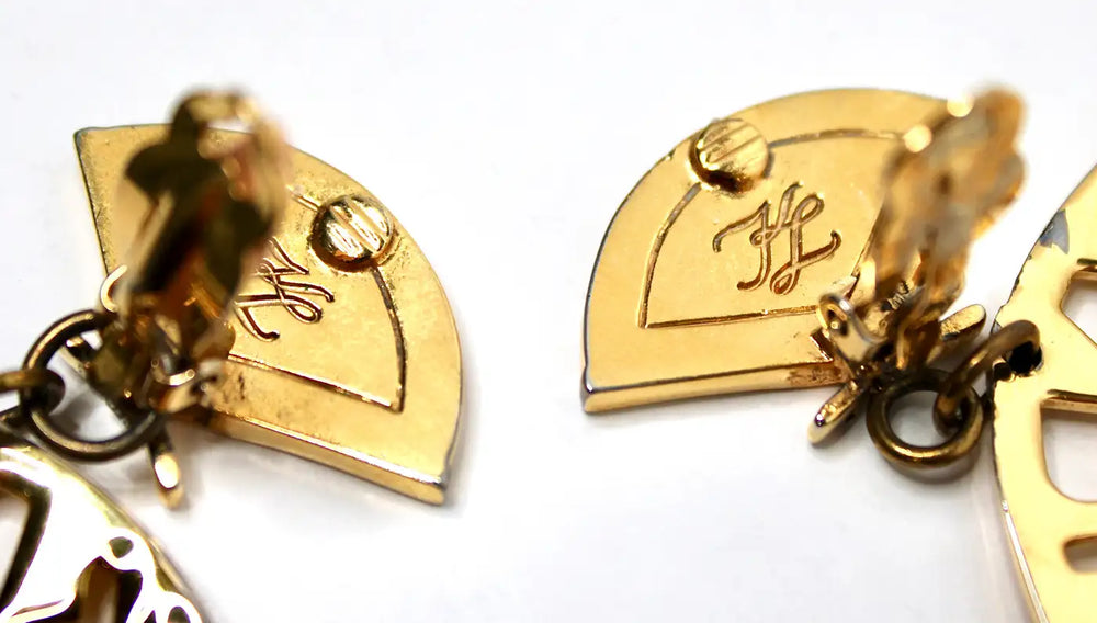 Karl Lagerfeld "Karl 4 Now" Gold-Tone Clip-On Hoop Earrings circa 1990s