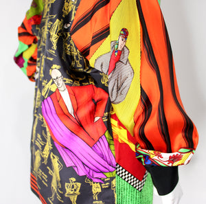 Gianni Versace Opera Multicolor Silk Print Button-Up Shirt circa