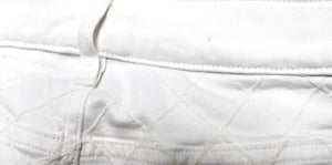 Chanel White Quilted Felt Denim High Rise Skinny Jeans With Zipper Details