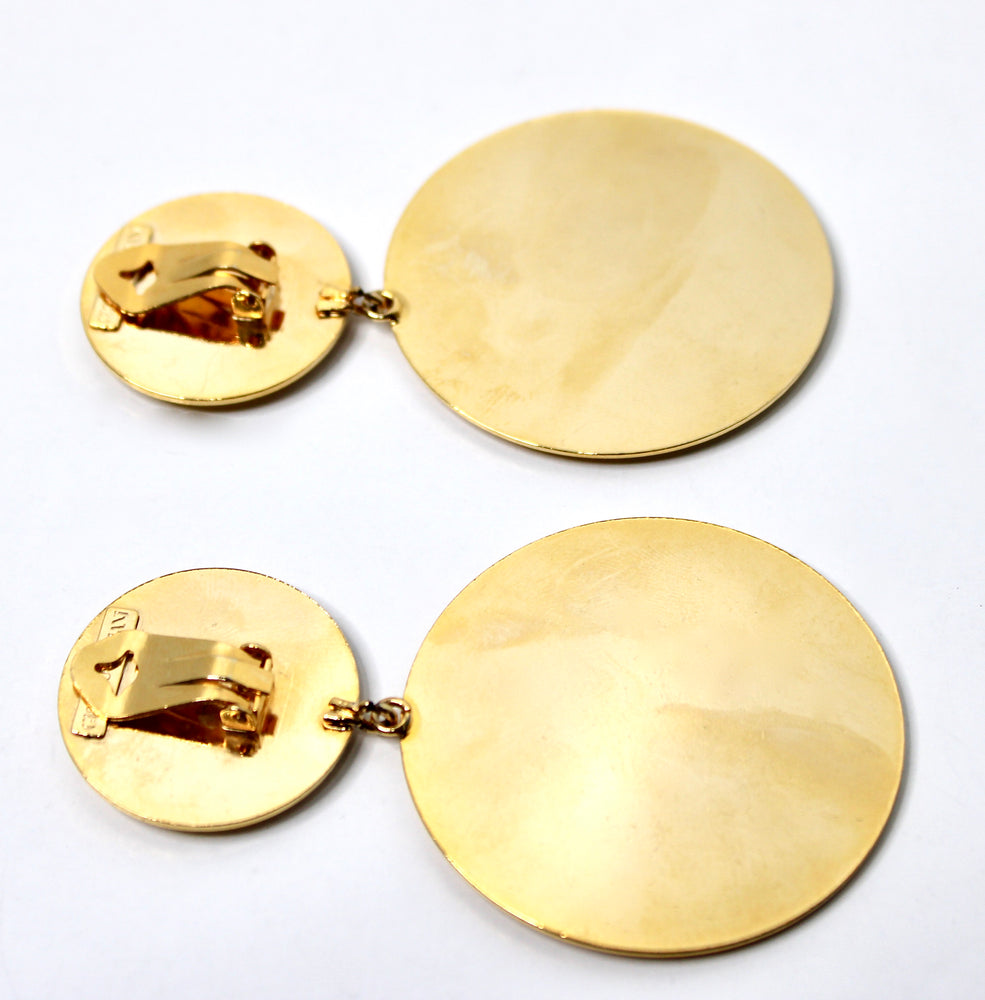 Giorgio Armani Red & Gold-Tone Statement Clip-On Earrings circa 1980s