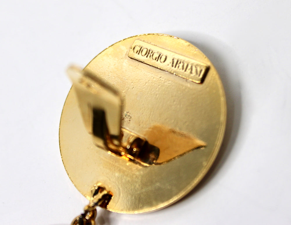 Giorgio Armani Red & Gold-Tone Statement Clip-On Earrings circa 1980s