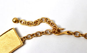Carlos Falchi Hieroglyph Style Cabochon Gold-Tone Necklace
