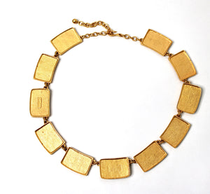 Carlos Falchi Hieroglyph Style Cabochon Gold-Tone Necklace