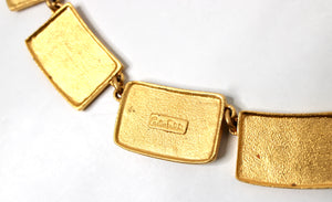 Carlos Falchi Hieroglyph Style Cabochon Gold-Tone Necklace