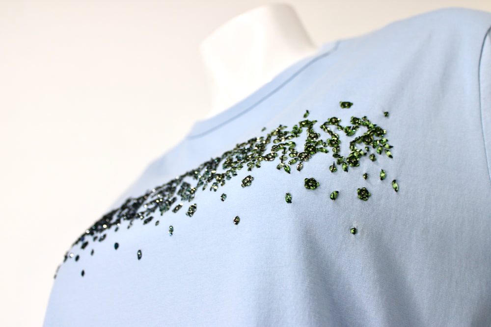 Givenchy Blue Embellished Logo Cotton T-Shirt