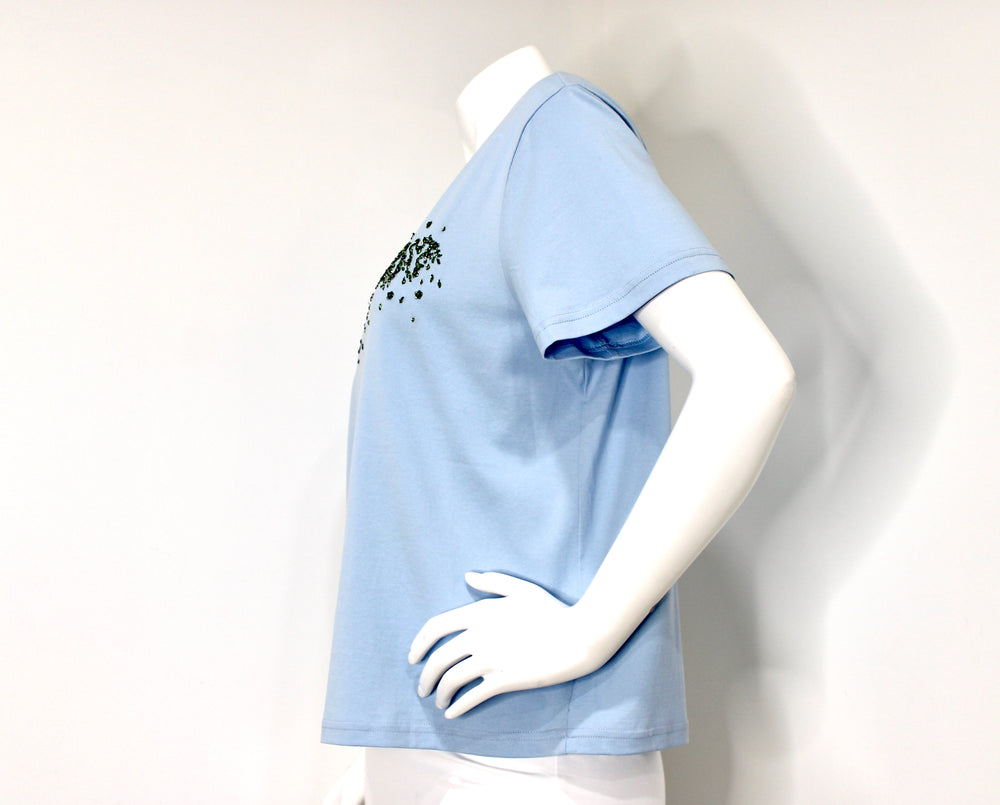 Givenchy Blue Embellished Logo Cotton T-Shirt