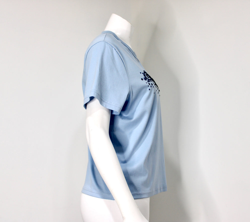 Givenchy Blue Embellished Logo Cotton T-Shirt