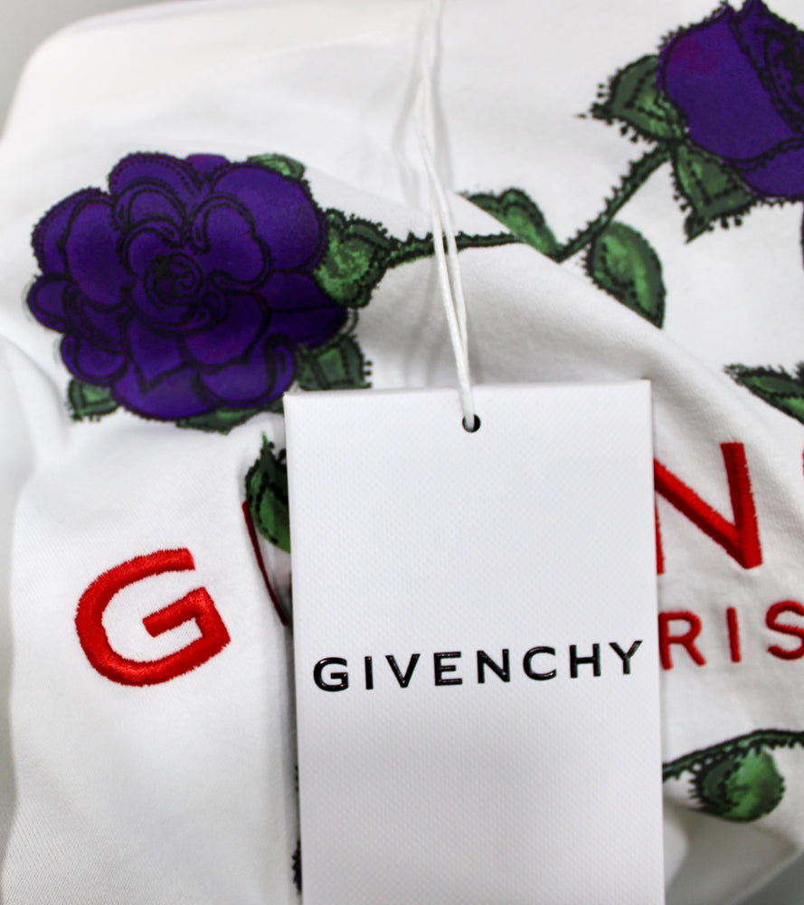 Givenchy Paris Purple Rose Print T-Shirt