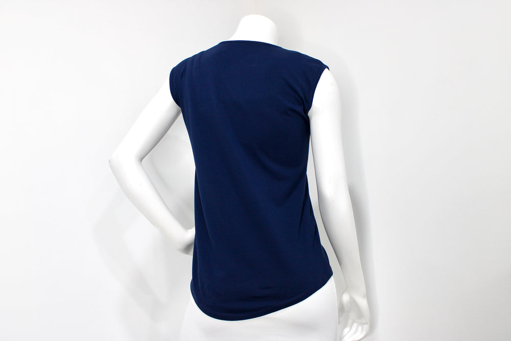 Balmain Paris Navy Blue Logo T-Shirt With Shoulder Medallions