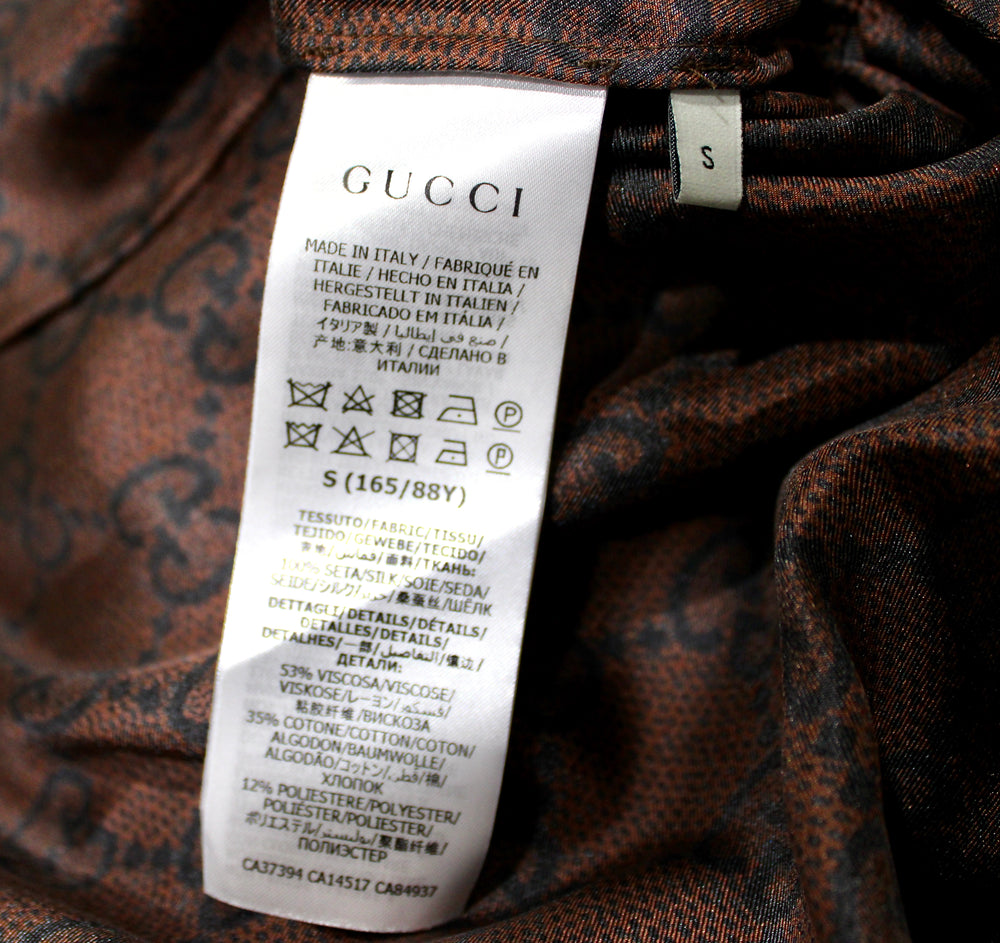 Gucci Brown GG Supreme Drawstring Waist Half-Zip Mini Dress