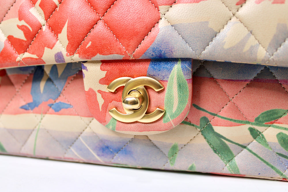 Chanel Medium Floral Lambskin Classic Double-Flap Handbag circa 2009-2010