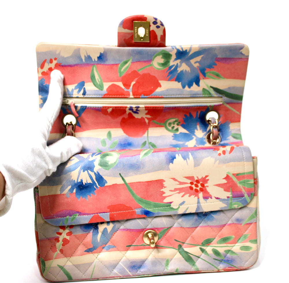 Chanel Medium Floral Lambskin Classic Double-Flap Handbag circa 2009-2010
