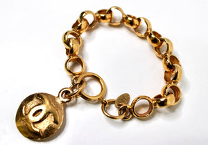 Chanel Gold-Tone Chain Link Bracelet With Interlocking CC Charm circa 1990s