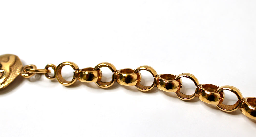 Chanel Gold-Tone Chain Link Bracelet With Interlocking CC Charm circa 1990s