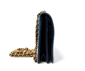 Chanel Blue Denim Timeless Wallet On Chain circa 1990s