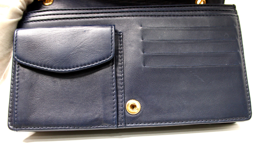 Chanel Blue Denim Timeless Wallet On Chain circa 1990s