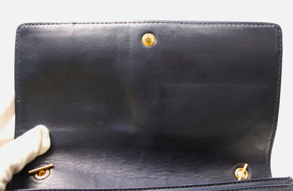 Chanel Blue Denim Timeless Wallet On Chain circa 1990s