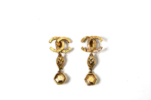 Chanel Gold-Tone Coco Mark Clip-On Drop Earrings circa 1980s
