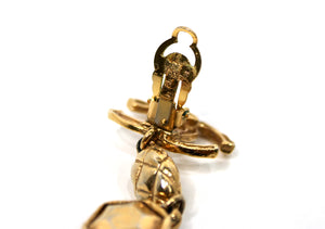 Chanel Gold-Tone Coco Mark Clip-On Drop Earrings circa 1980s
