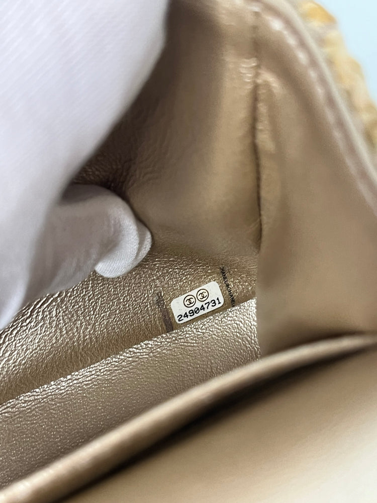 Chanel Beige Quilted Raffia Classic Double Flap Handbag circa 2017