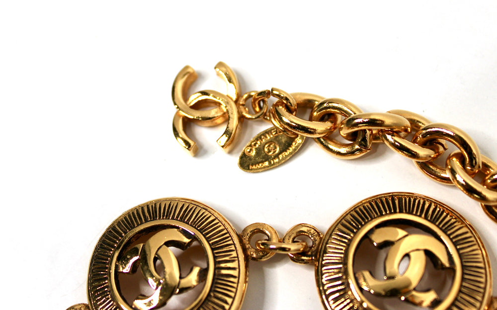 Chanel Interlocking CC Sunburst Medallion Necklace circa 1980s