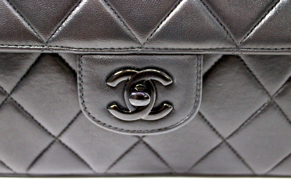 Chanel So Black Lambskin Single Flap Handbag circa 1990s