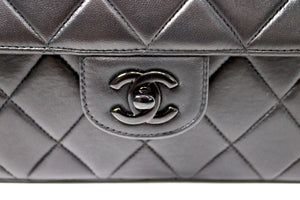 Chanel So Black Lambskin Single Flap Handbag circa 1990s