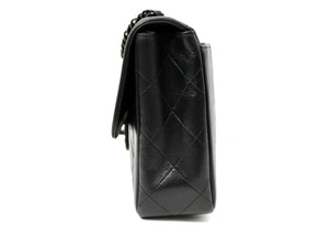 Chanel So Black Lambskin Single Flap Handbag circa 1990s
