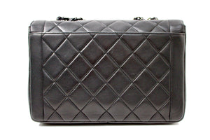 Chanel So Black Lambskin Single Flap Handbag circa 1990s