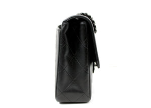 Chanel So Black Lambskin Single Flap Handbag circa 1990s