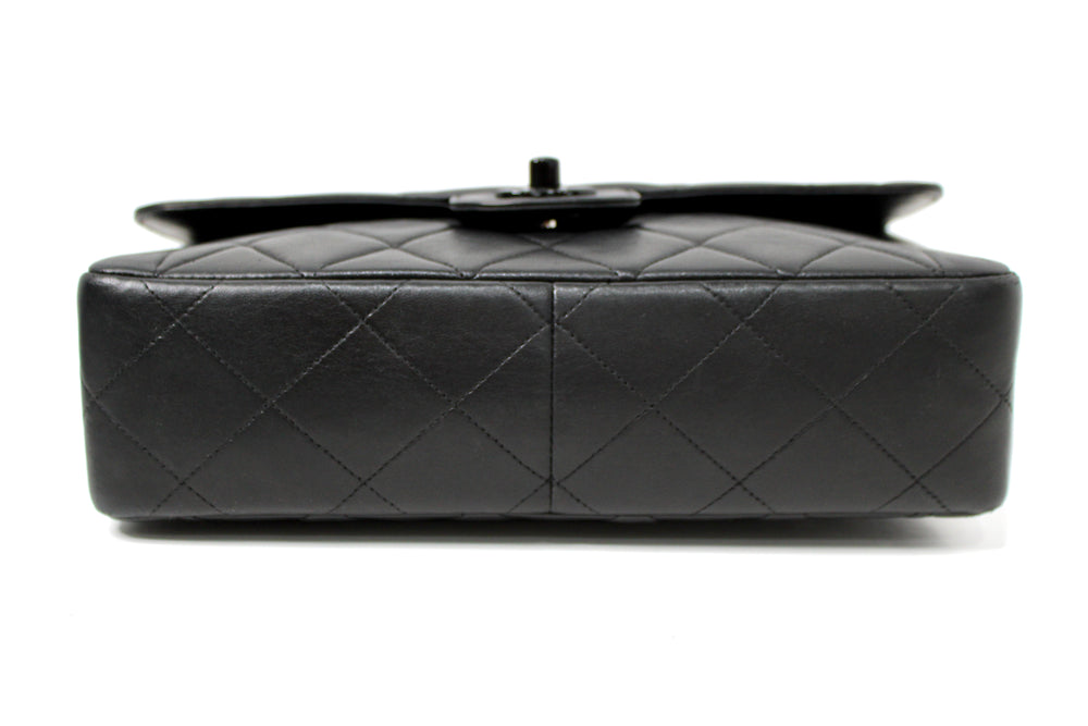 Chanel So Black Lambskin Single Flap Handbag circa 1990s