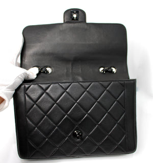 Chanel So Black Lambskin Single Flap Handbag circa 1990s